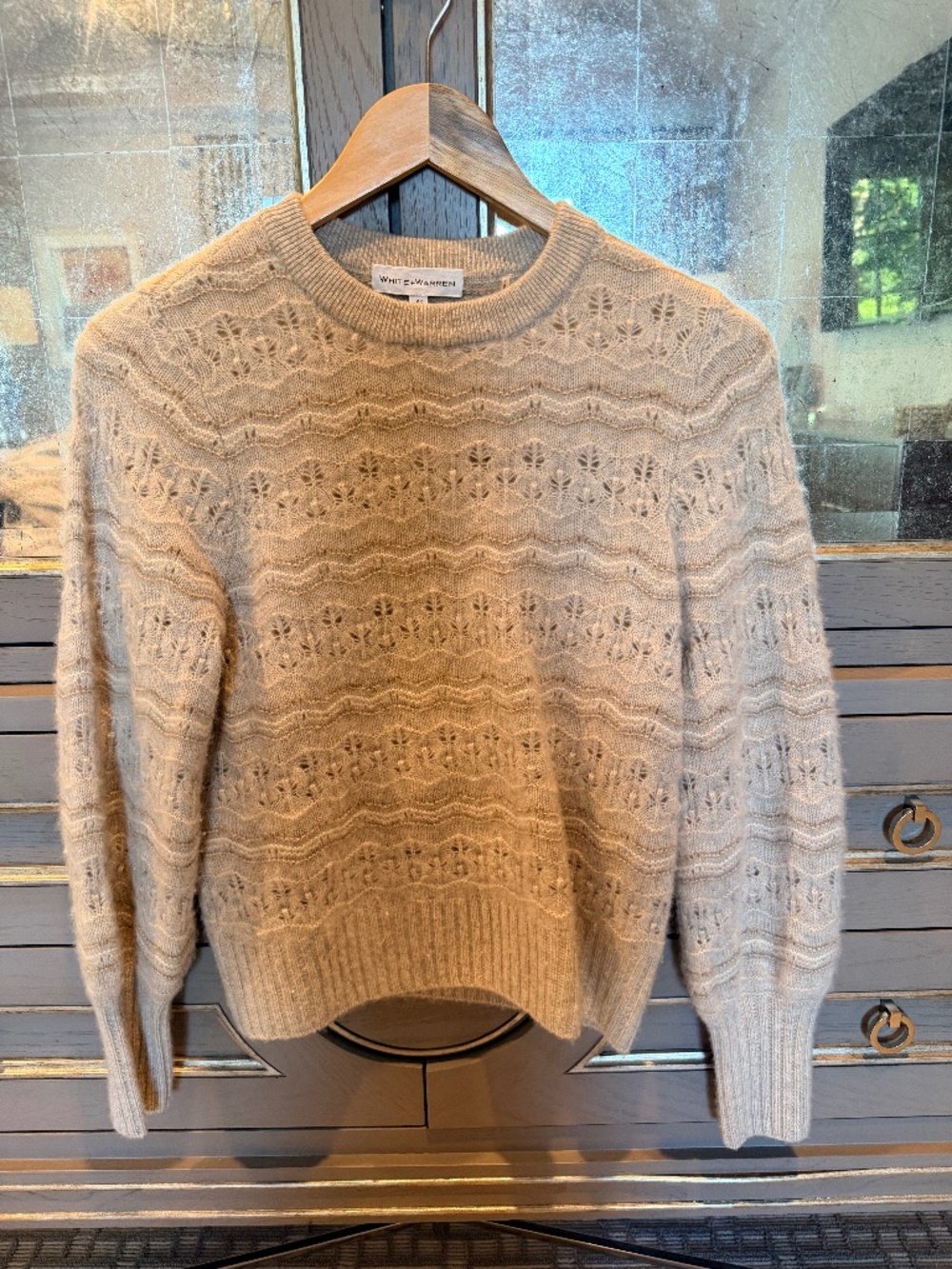 White + Warren crewneck pointelle knit sweatern XS